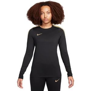 Nike Dames Top W Nk Df Strike Crew Top K, zwart/jersey goud/metallic goud, FN5012-011, S