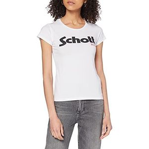 Schott NYC Tslogow T-shirt voor dames, Wit, L