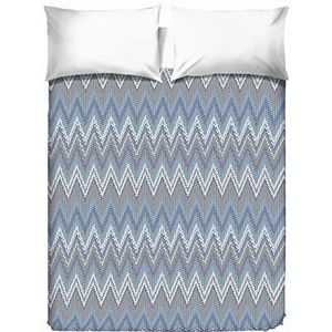 PENSIERI DELICATI Sprei voor tweepersoonsbed, 260 x 280 cm, eenpersoonsbed, 100% katoen, ideaal als meubels, dekbed voor 2 eenpersoonsbedden, patroon spinazie blauw, 100% Made in Italy