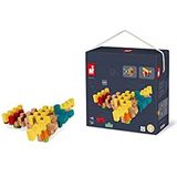 Janod - 100 Piece Solid Wood Construction Set - Pieces Of Different Sizes and Shapes - Water Based Paint, Fsc Certified Wood - 14 Construction Models Included - from 6 Years Old, J08301