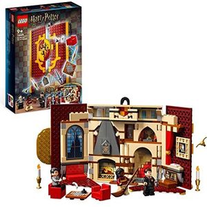 LEGO 76409 Harry Potter Griffoendor huisbanner, Kasteel Zweinstein, Leerlingenkamer Speelset en Wanddecoratie, Draagbaar Reisspeelgoed, Verzamelobject met 3 Minifiguren