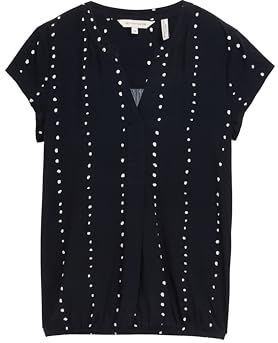 TOM TAILOR - 1045238 - Damesblouse - Marineblauw - Gestippeld