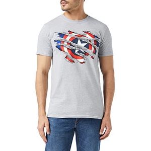 Marvel Heren Captain America gescheurd T-shirt - grijs - XXL