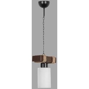 Opviq Industriële rustieke kroonluchter, houten body, verstelbare hoogte, 18 cm diameter, 70 cm hoogte, E27-fitting, witte afwerking, perfect voor Zuidwesters en landdecoratie