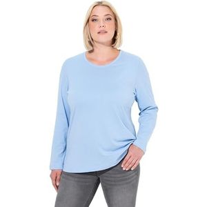 Ulla Popken Dames, slim, ronde hals, lange mouwen, tuniekshirt, lichtblauw, 58-60