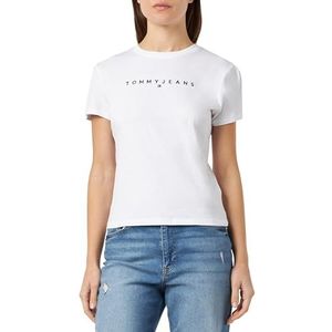 Tommy Jeans Dames Slim Lineair Tee Ss Ext S/S T-Shirts, Wit, M, Wit, M
