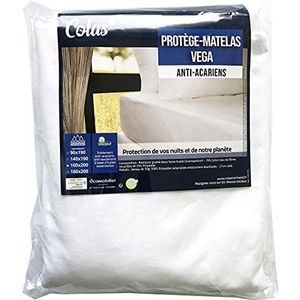 COLAS NORMAND - Matrasbeschermer, absorberend, anti-mijt, Vega, molton, 160 x 200 cm – gerecycled katoen en gerecycled polyester – Greensphere anti-mijt en antibacterieel – zacht en duurzaam – hoogte