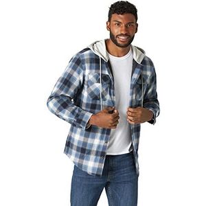 Wrangler Mannen lange mouw gewatteerd gevoerd Flanel jas met capuchon button down shirt - zwart - M