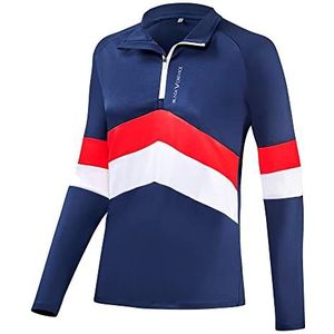 Black Crevice Dames Zipper functioneel shirt, marineblauw/rood, 36