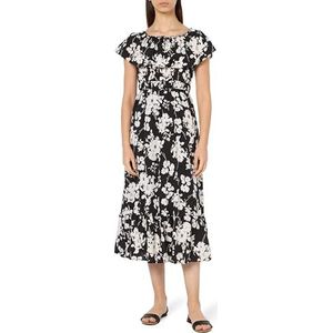 ZITHA Midi-jurk voor dames met allover-print, zwart, wit, XS