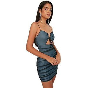 Trendyol Polyester Jurk - Blauw - Bodycon 38 Blauw, Blauw, 64