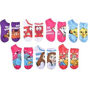 Disney Dames No Show Extra korte sokken, Neon Pink 90s (7 Pack), eenheidsmaat