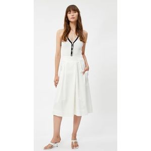 Koton Dames Katoenen Pocket Detail Medium Rise Brede Been Skort, Off White (001), 38