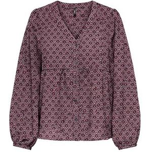 Onlnova Life Vis L/S Ebba Top, Cabernet, XL