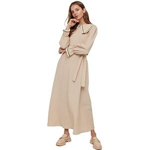 Trendyol Dames Woman Design Maxi Standaard Crew Neck Woven Dress Jurk, beige, 36