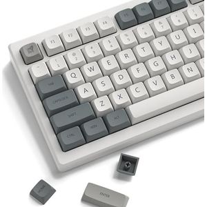 Womier Retro Grey Double Shot PBT-toetsdoppen, XDA-profiel keycaps 75 procent, Dye-Sub toetsenborddoppen, aangepaste toetsdoppen voor Gateron MX-schakelaars, mechanisch toetsenbord (139 toetsen,