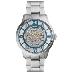 Fossil Townsman horloge voor heren, automatisch uurwerk met roestvrij stalen of leren band, Silver tone