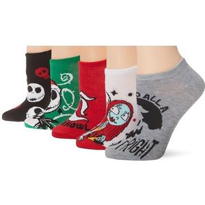Disney Nightmare Before Christmas Holiday 5 Pack No Show sokken voor dames, Groen Assortiment, 9-11