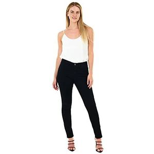 M17 Vrouwen Dames Skinny Fit Jeans Denim Casual Klassieke Katoenen Broek Broek met Zakken Zip Up, Zwart, 38