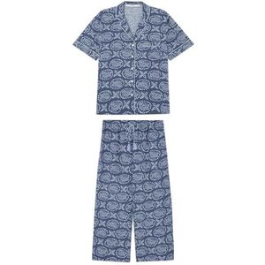 Women'Secret Pyjama met korte mouwen Mix and Match Smiley Set voor dames, blauwe print, XS