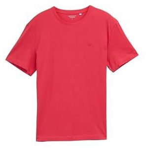 TOM TAILOR Basic T-shirt voor heren met geborduurd logo, 31045 - Soft Berry Red, M