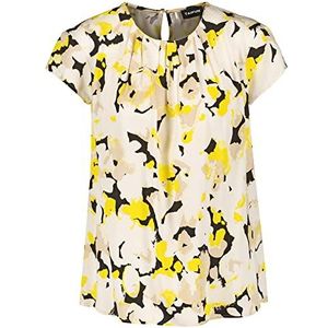 Taifun Blouseshirt voor dames met all-over-print, korte mouwen, patroon, Roasted Hazel patroon, 40