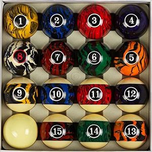 Collapsar Premium 2-1/4 Inch Regulation Size Biljartballen Pool Ball Marble-Swirl Style AAA Grade Pool Balls Biljart Set (Meerdere Stijl Beschikbaar) (Zwart Marmer met Kunstnummer)