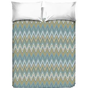 PENSIERI DELICATI Sprei voor tweepersoonsbed, 260 x 280 cm, eenpersoonsbed, 100% katoen, ideaal als meubels, dekbed voor 2 eenpersoonsbedden, patroon spinaziegroen, 100% Made in Italy