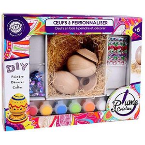 Creatieve knutselset voor het maken van eieren, decoratie, 103147, DIY multicolor, complete set, 18 cm, vanaf 6 jaar, hout, meerkleurig, standaard