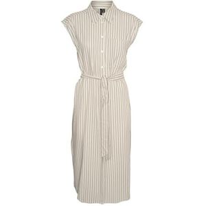 VERO MODA Dames Vmmymilo Sl Calf Shirt Dress WVN Ga lange jurk, Zilveren voering/strepen: ja, M