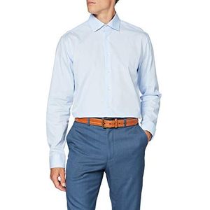 Seidensticker Zakelijk overhemd voor heren, gemakkelijk te strijken hemd met rechte snit, regular fit, lange mouwen, kent kraag, 100% katoen, lichtblauw, 39