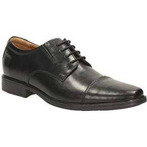 Clarks Tilden Pet Oxford Flat voor heren, Zwart leder, 48 EU Large