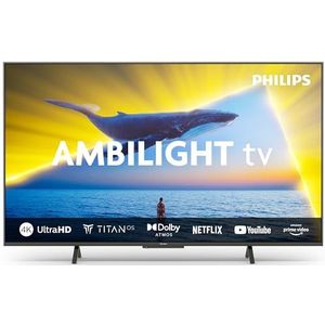 Philips Ambilight 43PUS8109 4K LED Smart TV - 43 inch-scherm met Pixel Precise Ultra HD Titan OS-platform en Dolby Atmos Sound, werkt met Alexa en Google Voice Assistant - Satijn Chroom