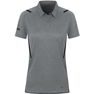 JAKO - Poloshirt Uitdaging, Dames, Steengrijs Gemêleerd/Zwart, 42