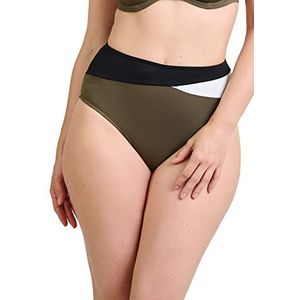 Sans Complex dameszwembroek, hoge taille, olijfgroen/zwart/wit,