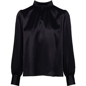 Seidensticker Damesblouse, modieuze blouse, regular fit, opstaande kraag, lange mouwen, 100% viscose, zwart, 46
