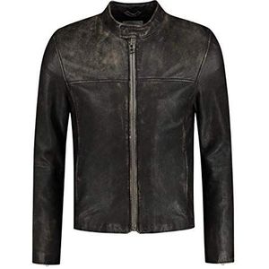 Goosecraft Heren Gc Eagle Rock Vintage Biker Leather Jacket, zwart, S