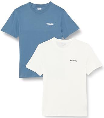 Wrangler - Regular-Fit T-shirts - Blauw en Wit - Katoen