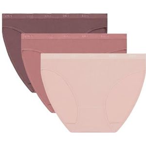 DIM Dames Les Pockets EcoDim Comfortabele Katoenen X3 Slips, Blauw/Roze/Wit, S EU, blauw/roze/wit, S