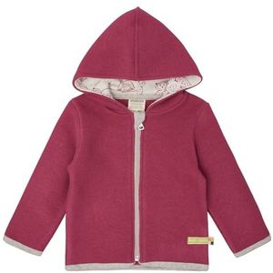 loud + proud Meisjes wollen fleece met capuchon, GOTS-gecertificeerd fleecejack, rood, 98-104