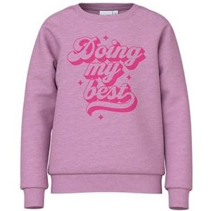 NAME IT Nkfveda Ls Sweat Unb sweatshirt voor meisjes, Pastel Lavender/Print: Doing My Best, 116