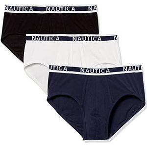 Nautica Klassieke katoenen stretch multipack slips voor heren, Zwart/Peacoat/Wit, L