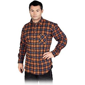 Rijst Kf-GPL bescherming flanel hemd, donkerblauw-oranje, L maat