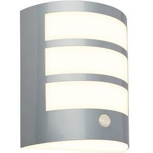 BRILONER - LED wandlamp zonder netaansluiting met bewegingsmelder, schemersensor, 20 sec. timer, oplaadbare wandlamp, buitenwandverlichting, buitenlamp, 18x15x7 cm, mat chroom