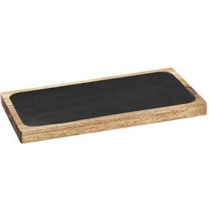 Planche de service Ava, planche de cuisine en bois d'acacia certifié FSC®, planche à découper rustique avec plateau en ardoise amovible, idéale pour servir (l x H x P) : 30 x 2 x 15 cm