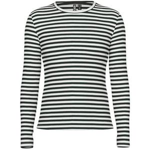 PIECES Shirt 'PCRUKA'  donkergroen / wit