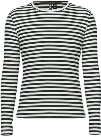 PIECES Shirt 'PCRUKA'  donkergroen / wit