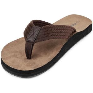 riemot Teenslippers voor heren, zomersandalen met ondersteuning van de voetboog, antislip, voor strand, zwembad, zachte en schokabsorberende teenslippers, Bruin, 42 EU