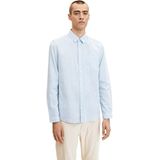 TOM TAILOR Mannen Overhemd van biologisch katoen 1032342, 30159 - Light Blue White Structure, L