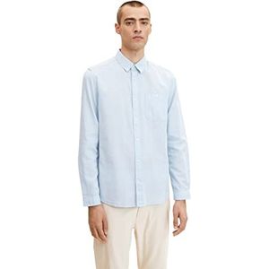 TOM TAILOR Mannen Overhemd van biologisch katoen 1032342, 30159 - Light Blue White Structure, S